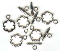 5 19mm Silver Plated Flower Toggle Clasps